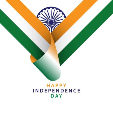 Mutlu Hindistan Bağımsızlık Günü Vektör Şablontasarım Illustrator