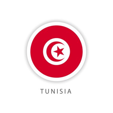 Tunus Daire Bayrak Vektör Şablonu Tasarım Illustrator