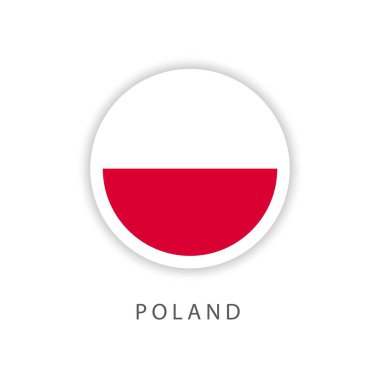 Polonya Circle Flag Vektör Şablonu Tasarım Illustrator