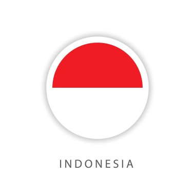 Endonezya Circle Flag Vektör Şablonu Tasarım Illustrator