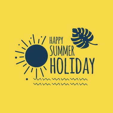 Mutlu Yaz Tatili Logo Vektör Şablon tasarım İllüstrasyon