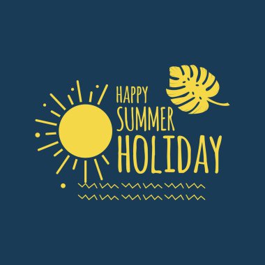 Mutlu Yaz Tatili Logo Vektör Şablon tasarım İllüstrasyon