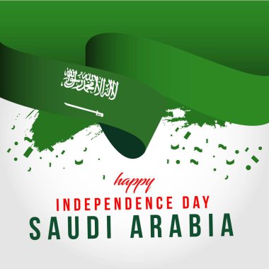 Mutlu Suudi Arabistan Bağımsız Gün Vektör Şablontasarım İllüstrasyon