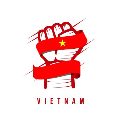 Vietnam El ve Bayrak Vektör Şablonu Tasarım İllüstrasyon