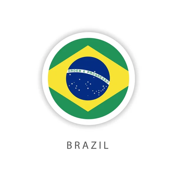 Brasil Circle Flag Vector Template Design Illustrator — Vetor de Stock