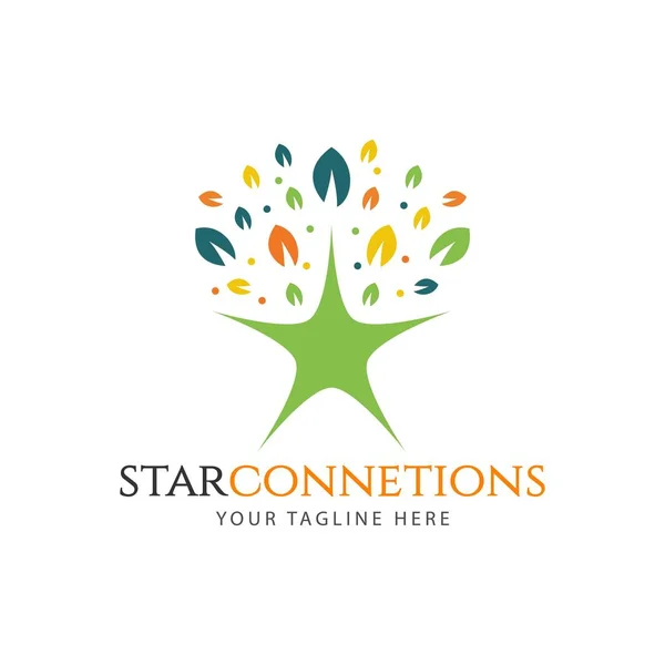 Yıldız Bağlantı Logo Vektör Şablon tasarım çizimi — Stok Vektör