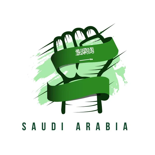 Arábia Saudita mão e bandeira Vector modelo Design Ilustração — Vetor de Stock