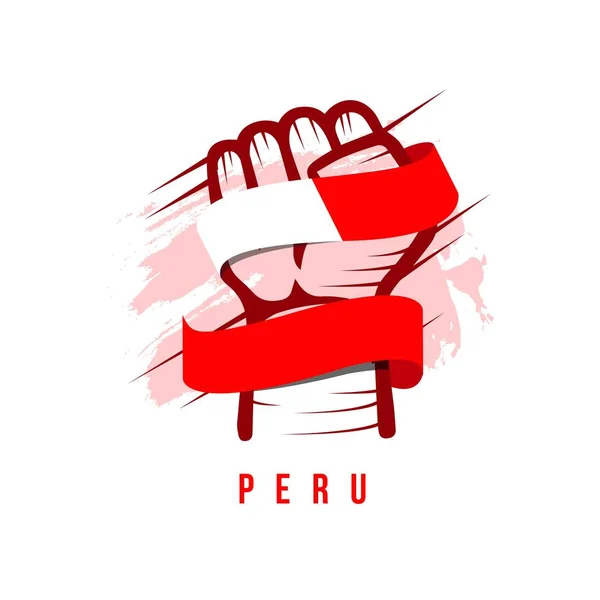 Peru El ve Bayrak Vektör Şablonu Tasarım İllüstrasyon — Stok Vektör