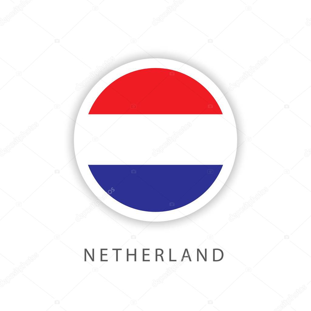 Netherlands Circle Flag Vector Template Design Illustrator