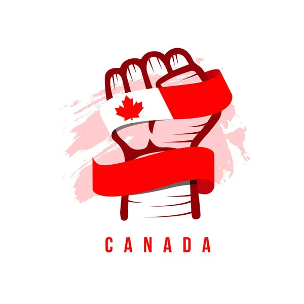 Mano y Bandera Canada Vector Template Design Illustration — Vector de stock