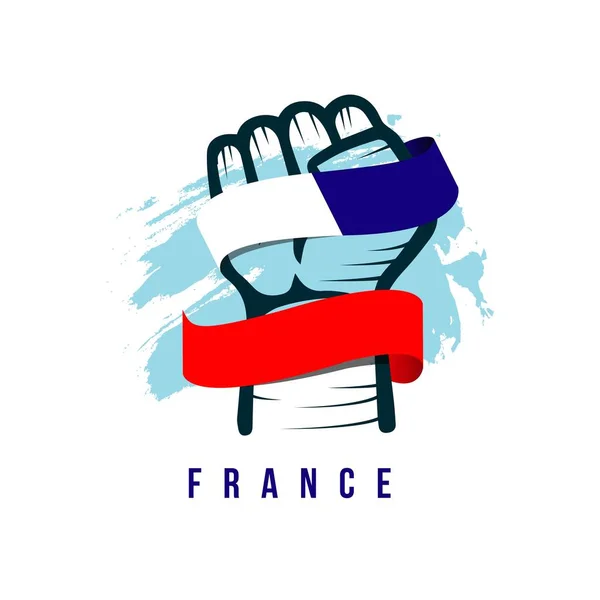 Hand und Fahne Frankreich Vektor Vorlage Design Illustration — Stockvektor
