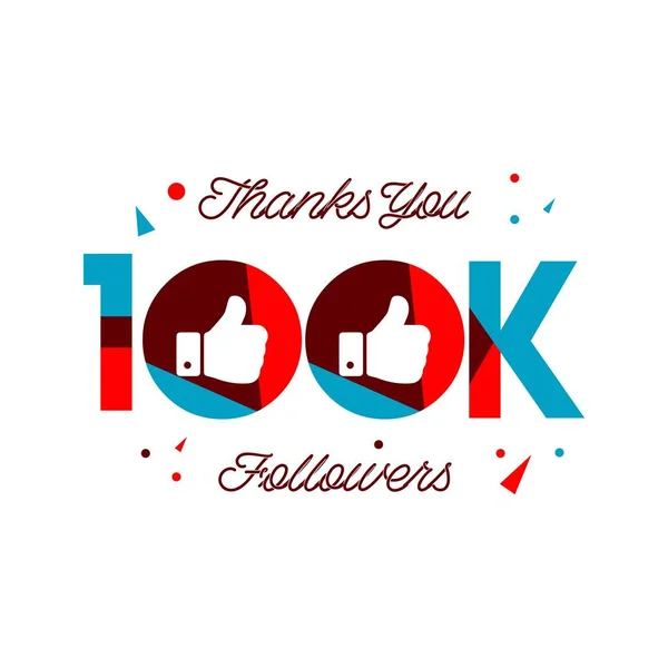 Gracias 100k Seguidores Vector Template Design Illustration — Vector de stock