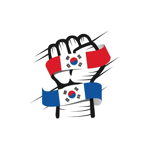 Hand och flagga Sydkorea vektor mall design illustration — Stock vektor