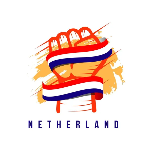 Hand och flagga Netherland vektor mall design illustration — Stock vektor