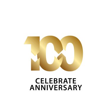 100 Yıl Yıldönümü Kutlamak Altın Vektör Şablontasarım İllüstrasyon