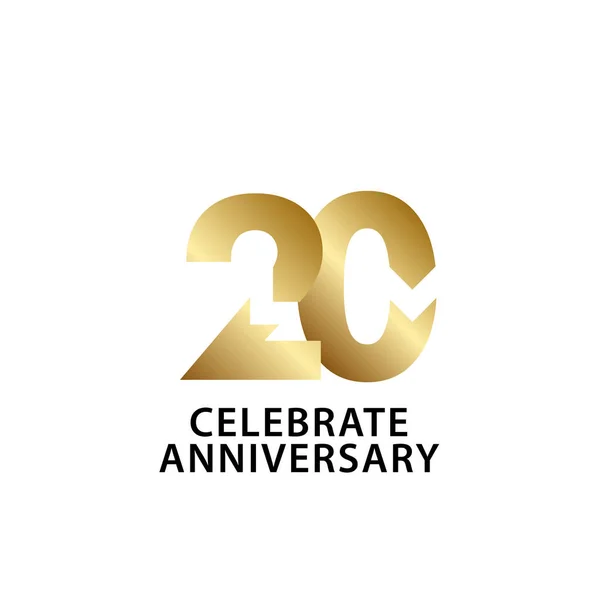 20周年庆祝黄金矢量模板设计插图 — 图库矢量图片