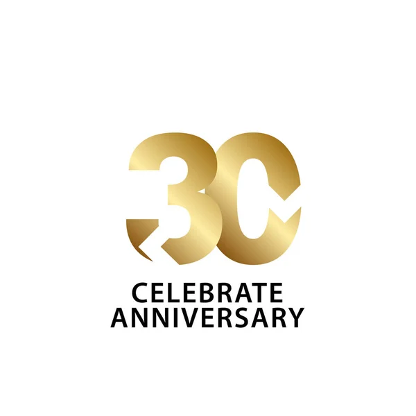 30 jaar verjaardag vieren gouden vector sjabloonontwerp illustratie — Stockvector