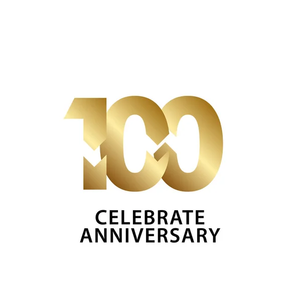 100 Años Aniversario Celebra la Ilustración de Diseño de Plantilla de Vector de Oro — Vector de stock