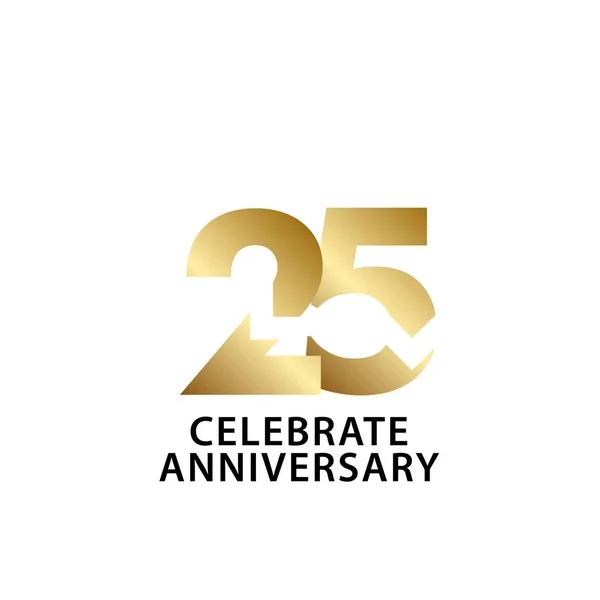 25 Anos Aniversário Celebrar Gold Vector Template Design Ilustração — Vetor de Stock