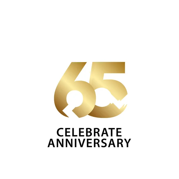 65 anni Anniversario Celebrare Gold Vector Template Design Illustrazione — Vettoriale Stock