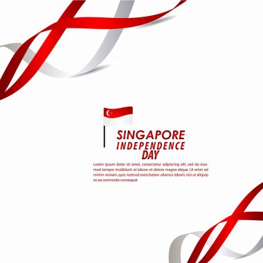 Singapur Bağımsızlık Günü Kutlama Vektör Şablontasarım İllüstrasyon