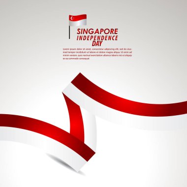 Singapur Bağımsızlık Günü Kutlama Vektör Şablontasarım İllüstrasyon