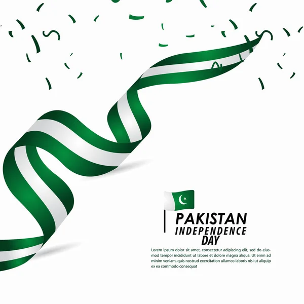 巴基斯坦独立日庆典矢量模板设计插图 — 图库矢量图片