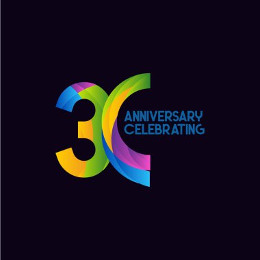 30 Years Anniversary Celebrating Vector Template Design Illustration clipart