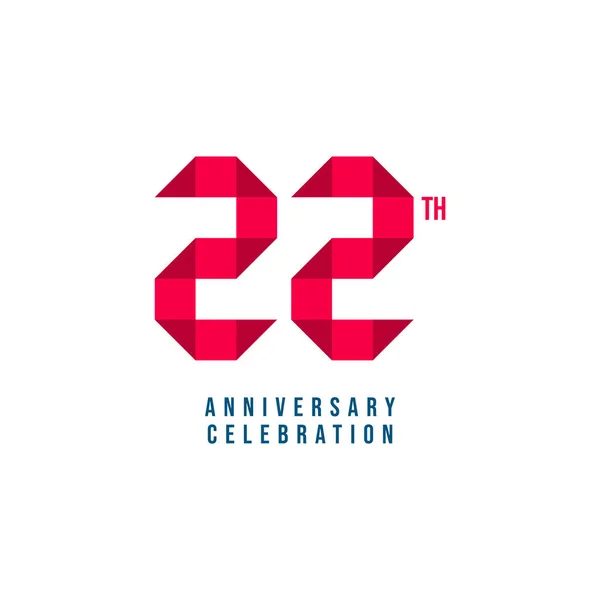 22 rocznicę obchodów wektor szablon Design ilustracja — Wektor stockowy