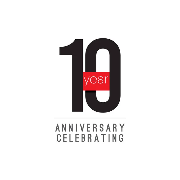10 Anos Aniversário Celebrando Modelo de Vetor Ilustração Design —  Vetores de Stock
