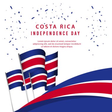 Mutlu Kosta Rika Bağımsızlık Günü Poster Vektör Şablontasarım İllüstrasyon