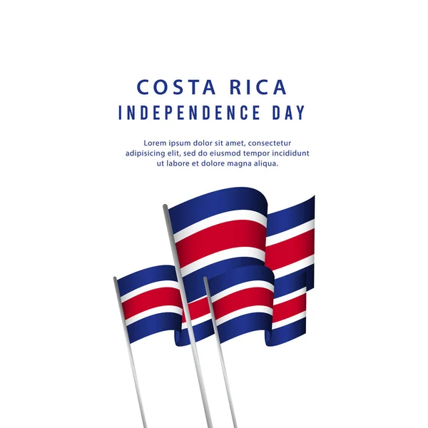 Feliz Costa Rica Independência Dia Poster Vector Modelo Design Ilustração — Vetor de Stock