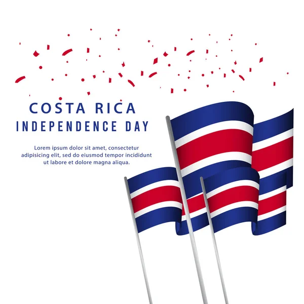 Feliz Costa Rica Independência Dia Poster Vector Modelo Design Ilustração — Vetor de Stock