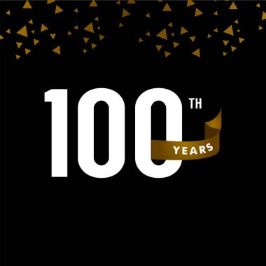 Altın Kurdele Kutlama Vektör Şablontasarım İllüstrasyon ile 100 Yıl Dönümü Numarası