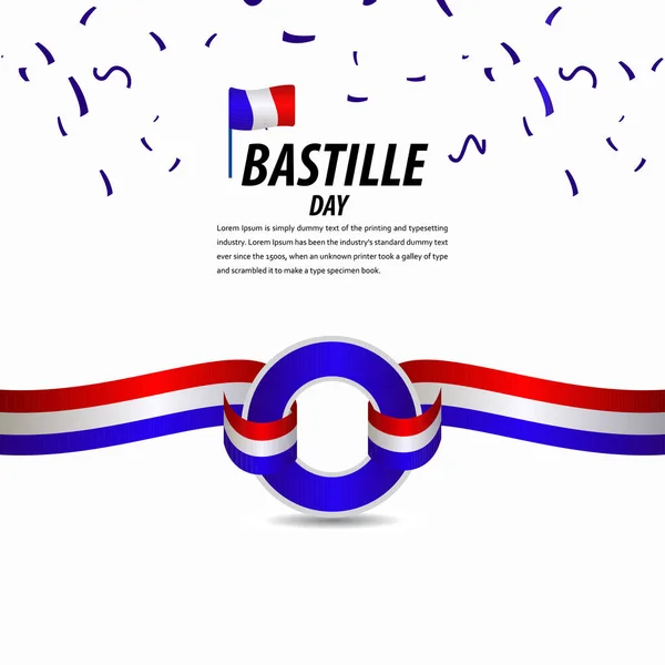 Happy Bastille Day Celebration, Poster, Ribbon banner vector template design illustration — Stock Vector