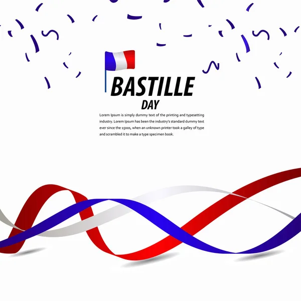 С Днем взятия Бастилии Празднование, плакат, рисунок векторного шаблона ленты — стоковый вектор
