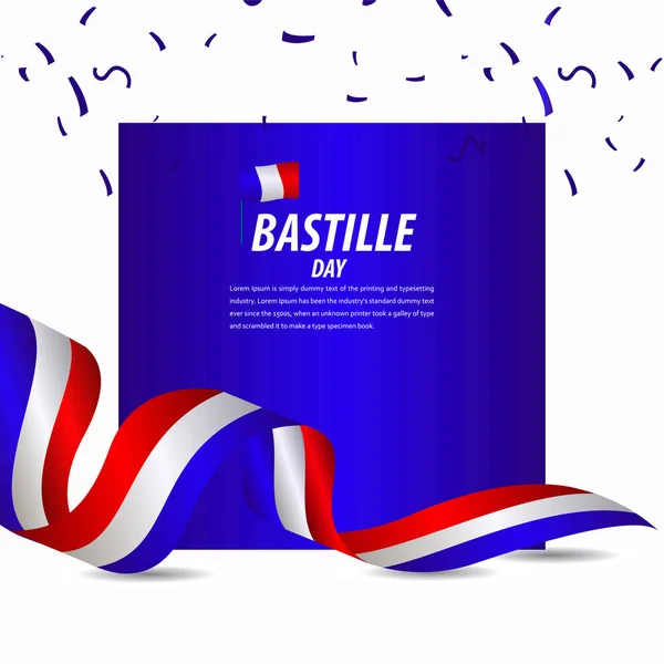 Happy Bastille Day Celebration, Poster, Ribbon banner vector template design illustration — Stock Vector