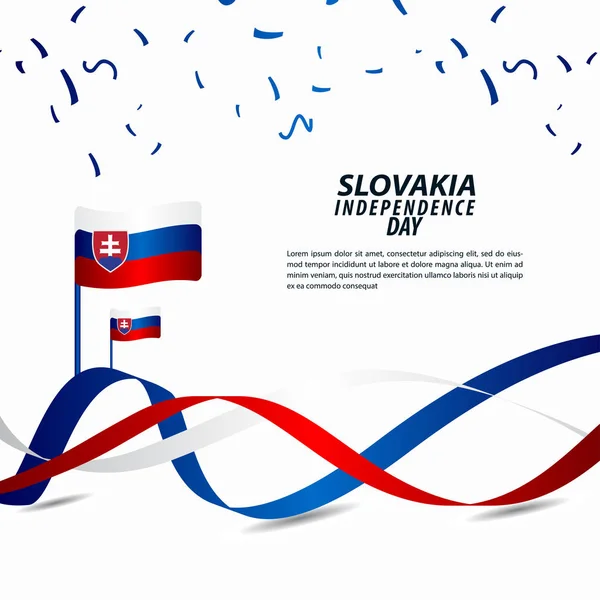 Celebração do Dia da Independência da Eslováquia Vector Template Design Illustration — Vetor de Stock