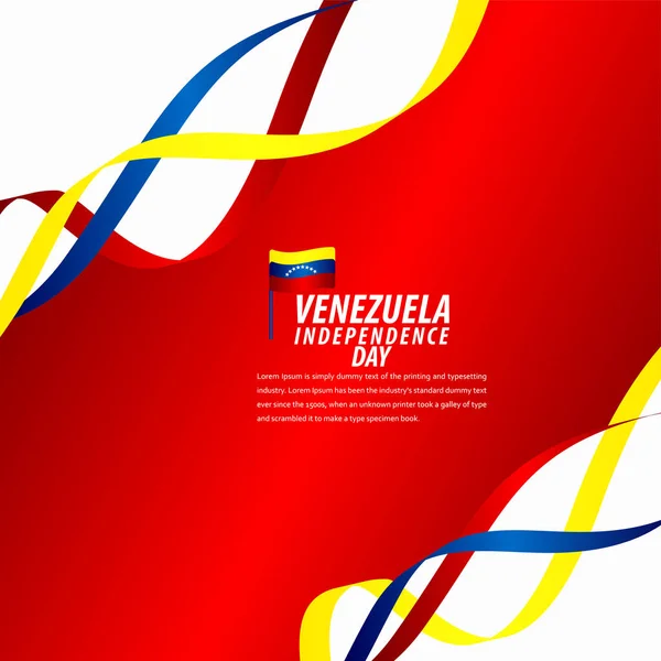 委内瑞拉独立日庆祝活动快乐，彩带横幅，海报模板设计插图 — 图库矢量图片