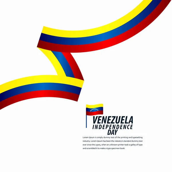 Happy Venezuela Independence Day Celebration, bannière de ruban, illustration de conception de modèle d'affiche — Image vectorielle