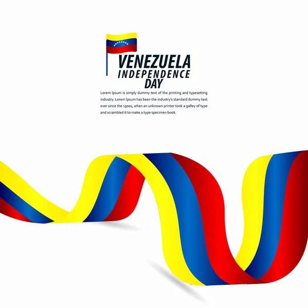 Празднование Дня независимости Венесуэлы, баннер ленты, иллюстрация дизайна шаблона плаката — стоковый вектор