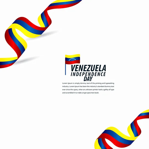 Happy Venezuela Independence Day Celebration, bannière de ruban, illustration de conception de modèle d'affiche — Image vectorielle