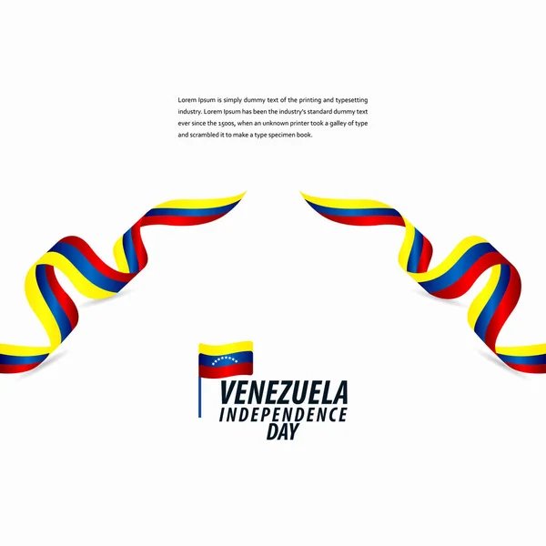 Happy Venezuela Independence Day Celebration, bannière de ruban, illustration de conception de modèle d'affiche — Image vectorielle