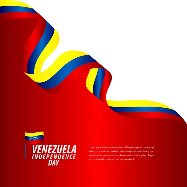 Feliz Día de la Independencia de Venezuela Celebración, banner de cinta, ilustración de diseño de plantilla de póster — Vector de stock