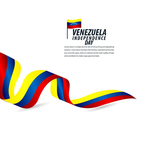 Happy Venezuela Independence Day Celebration, bannière de ruban, illustration de conception de modèle d'affiche — Image vectorielle