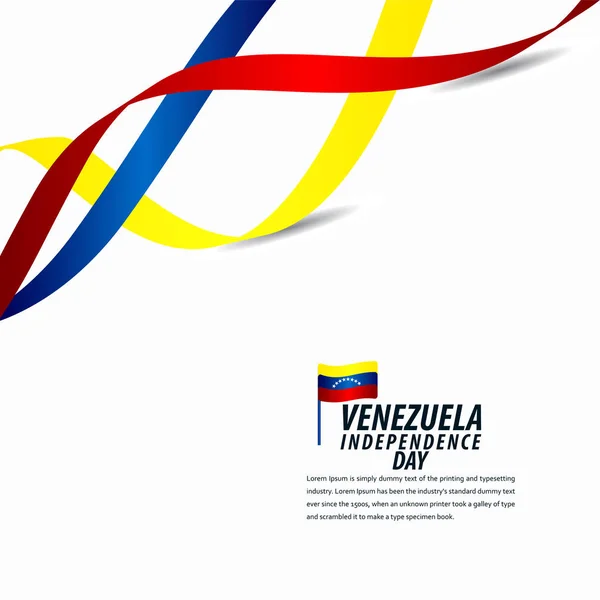 Happy Venezuela Independence Day Celebration, bannière de ruban, illustration de conception de modèle d'affiche — Image vectorielle