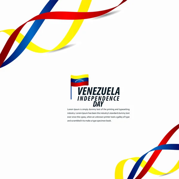 Happy Venezuela Independence Day Celebration, bannière de ruban, illustration de conception de modèle d'affiche — Image vectorielle