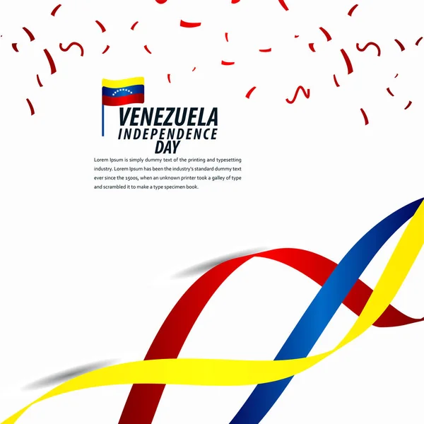 Happy Venezuela Independence Day Celebration, bannière de ruban, illustration de conception de modèle d'affiche — Image vectorielle