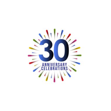 30. Yıldönümü Kutlama Vektör Şablonu Tasarım İllüstrasyonu