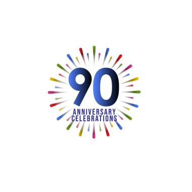 90. Yıldönümü Kutlama Vektör Şablonu Tasarım İllüstrasyonu